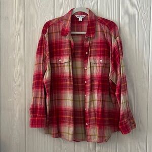 Old Navy Red Plaid Boyfriend Shirt